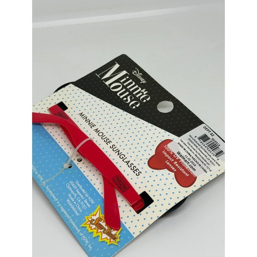 NEW Disney Minnie Mouse Girls Sun-Staches Sunglasses Red‎ Bow 100% UV Protection